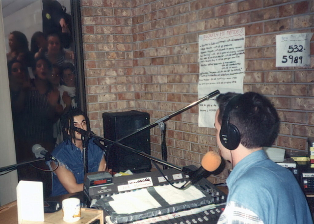 Glenn Hampson interviewing Peter Andre, Moorabbin Studios (Valentines Day, 1994)