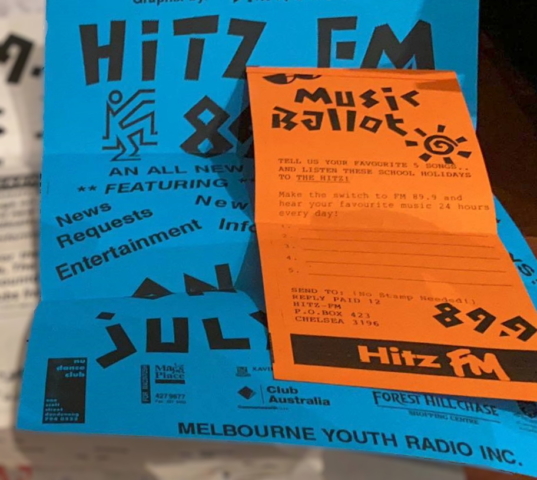 Hitz FM poster and music ballot (early 1993)