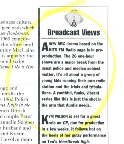 Mediaweek - article re Raw FM TV series based on Hitz. (late 1996)