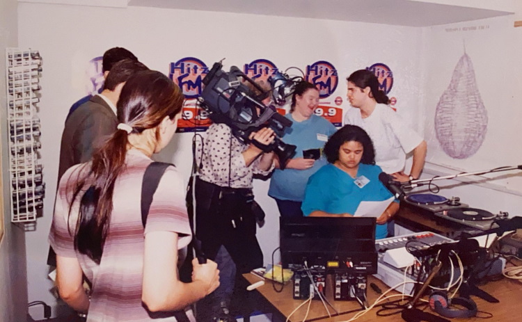 Myf Webster, Adele Cookson, Andrew Gyopar at the start of the 4th Broadcast (Dec '94)